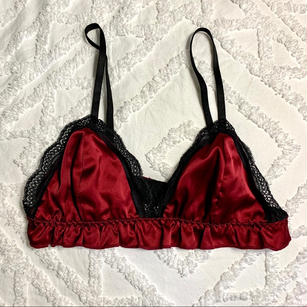 Red and black triangle bralette